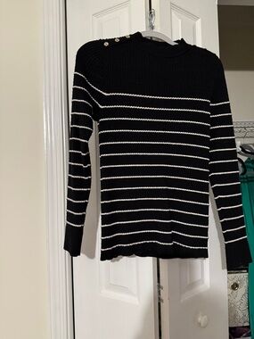 Nannette Black Ribbed Knit Top